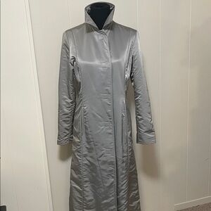 💐HP💐 Fendi Roma Jean Silver Puffer Maxi Velcro Front/ Slit Trench Coat